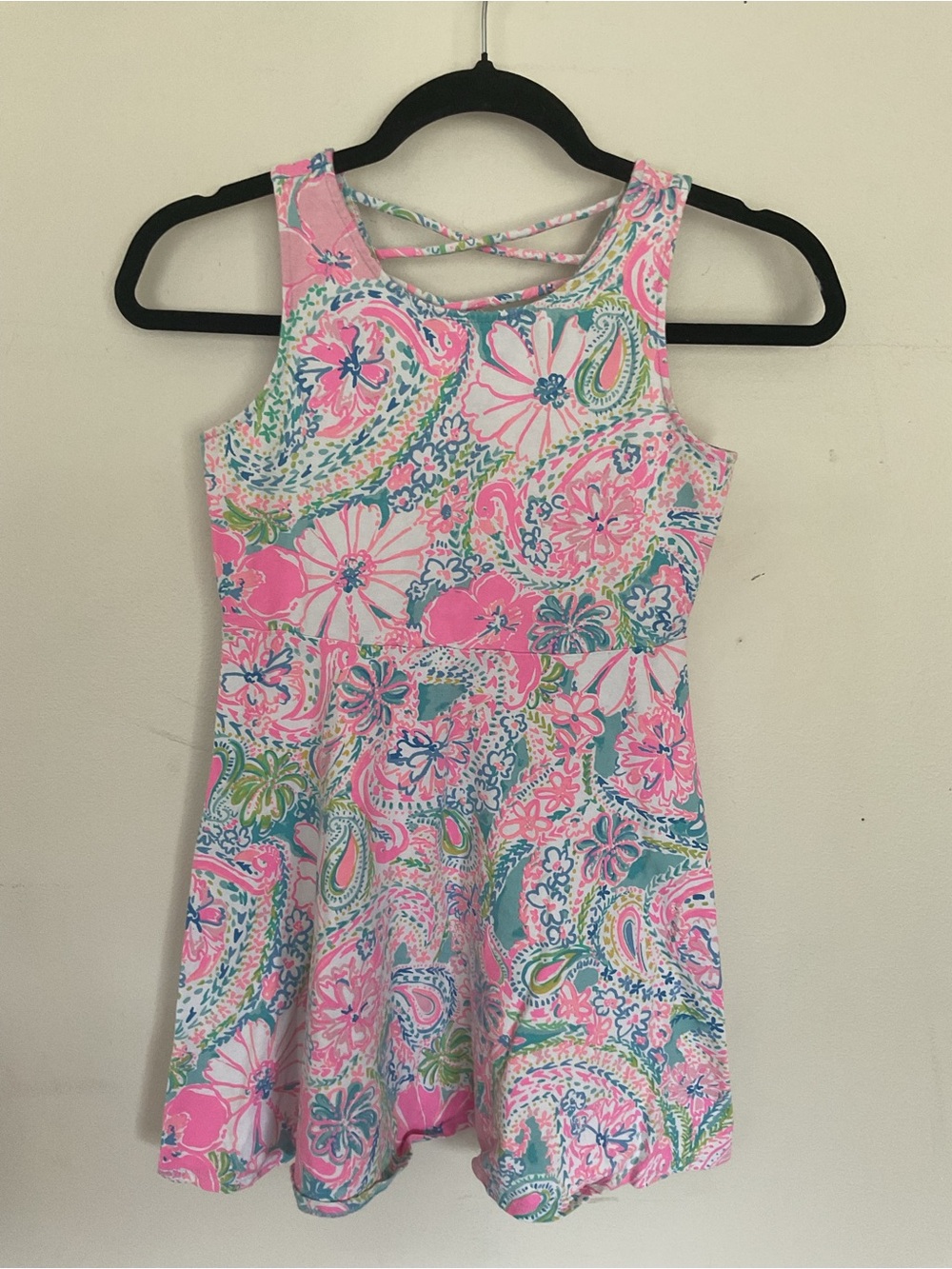 Lilly Pulitzer dress girls size 10 floral paisley pink blue white